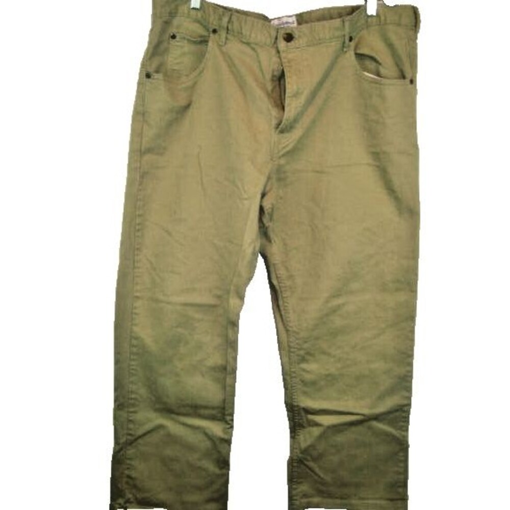 Mens Saddlebred Big & Tall Tan Cotton Canvas Pants sz 44x30